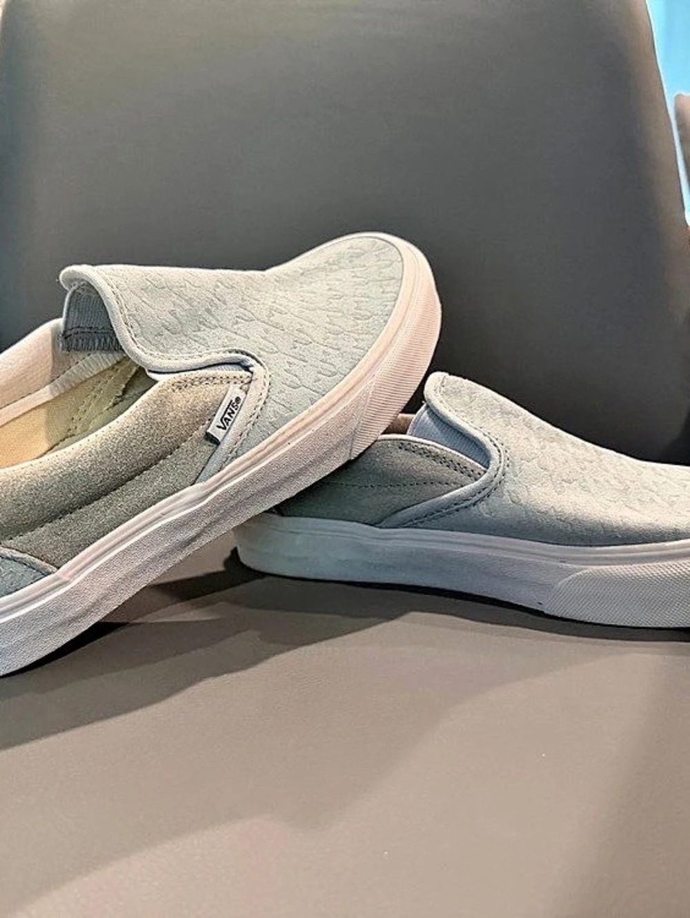 Vans Classic Slip-On Houndstooth Emboss Blue Sneakers Blue & White Mens US 7.5/9